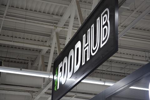 Asda Food Hub sign, Leeds Killingbeck store